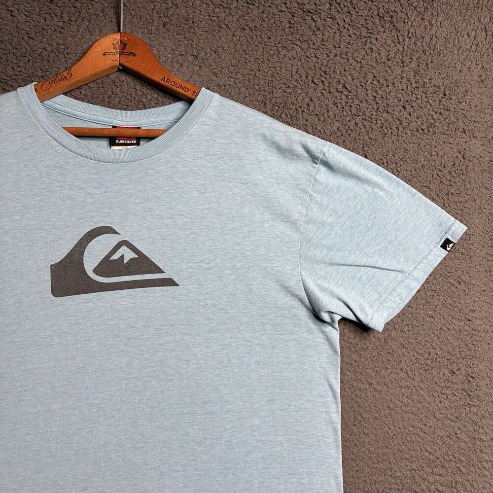 VINTAGE Y2K Quicksilver T Shirt Mens Medium Blue Spellout Cotton Skate Surf